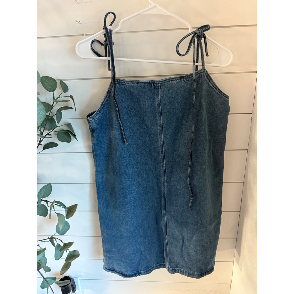 ASOS Denim Blue Tie-Shoulder Mini Dress
